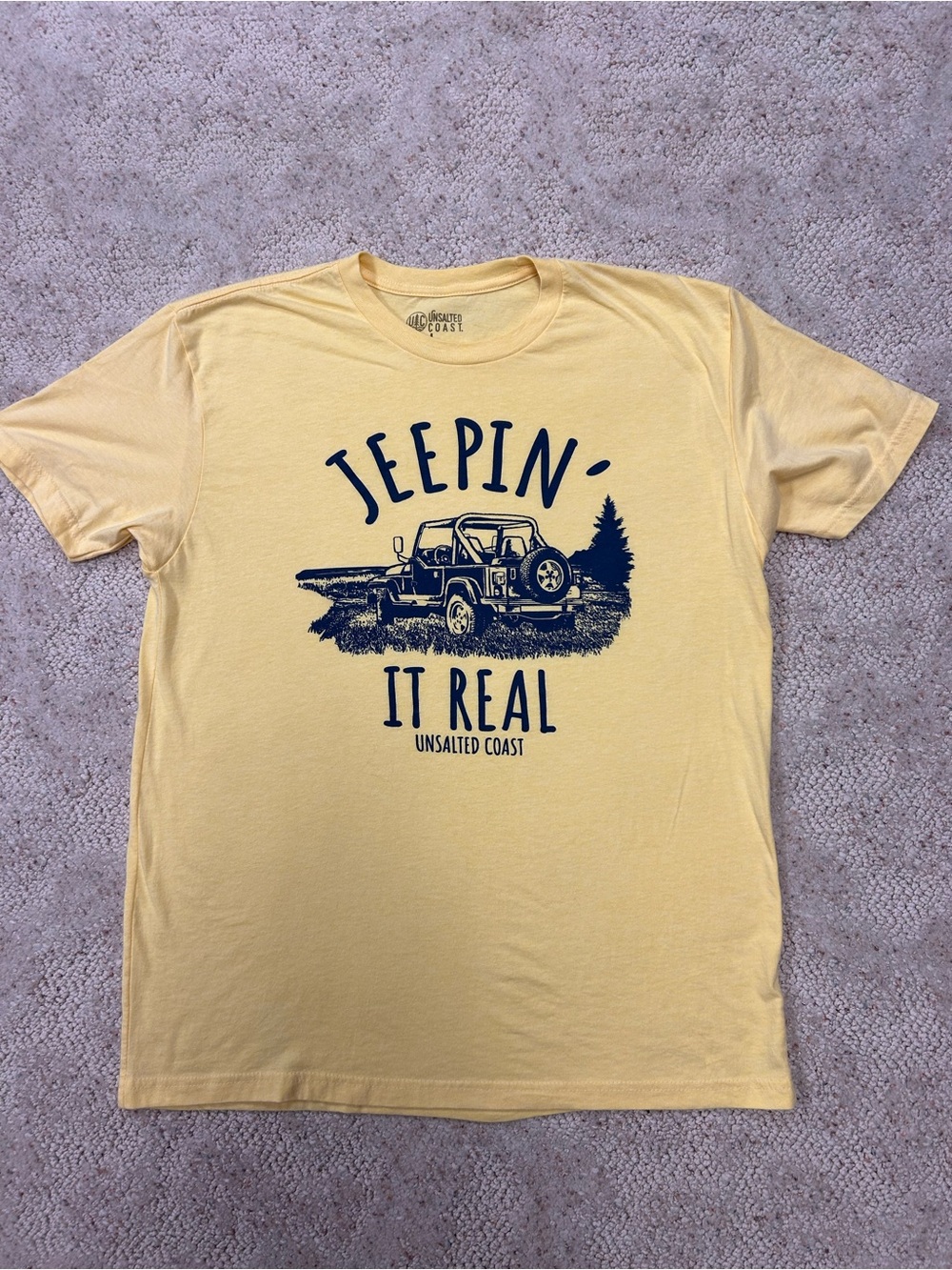 Men’s Yellow 'Jeepin' It Real' Graphic Tee, Large